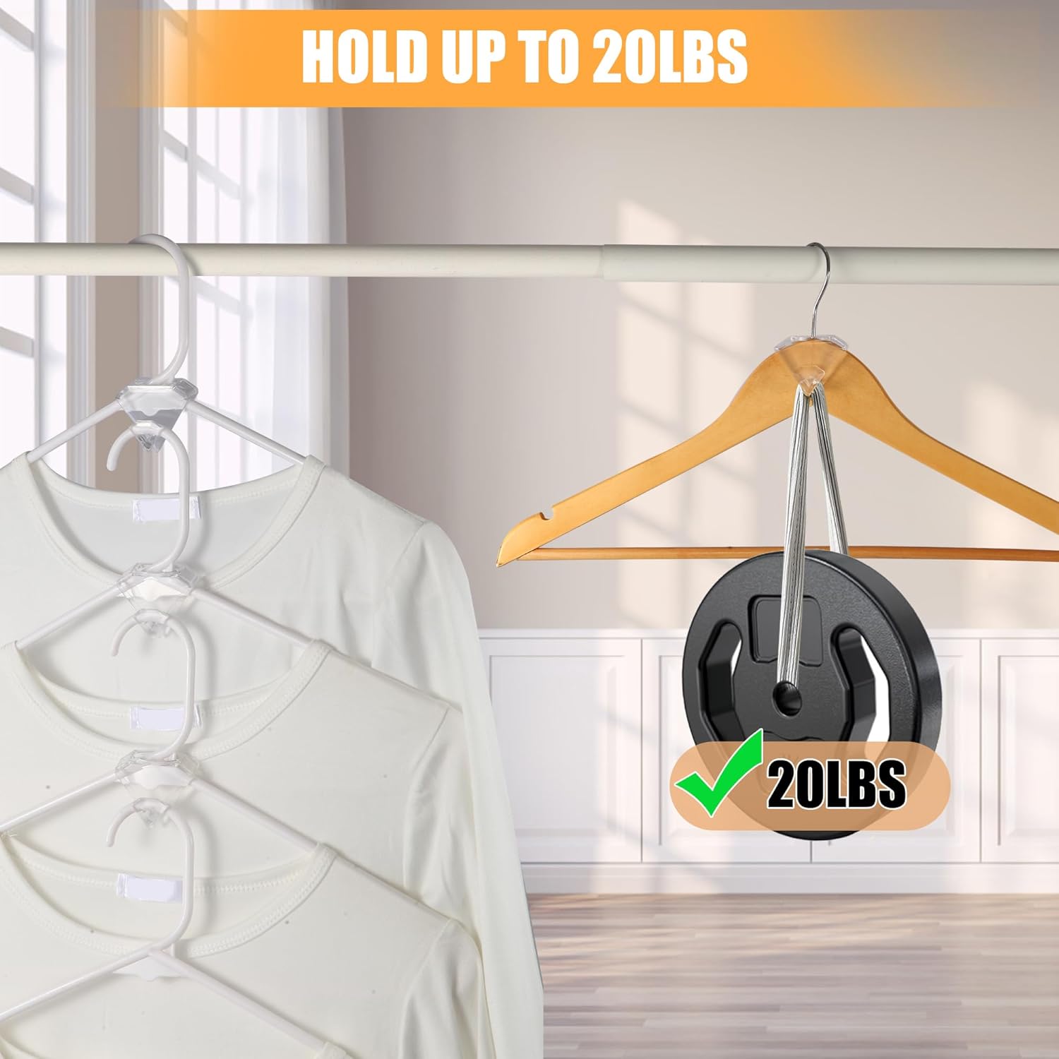 SLMT Space Saving Hanger Hooks - 30 Pack Clear Clothes Connector Hooks for Closet Organization