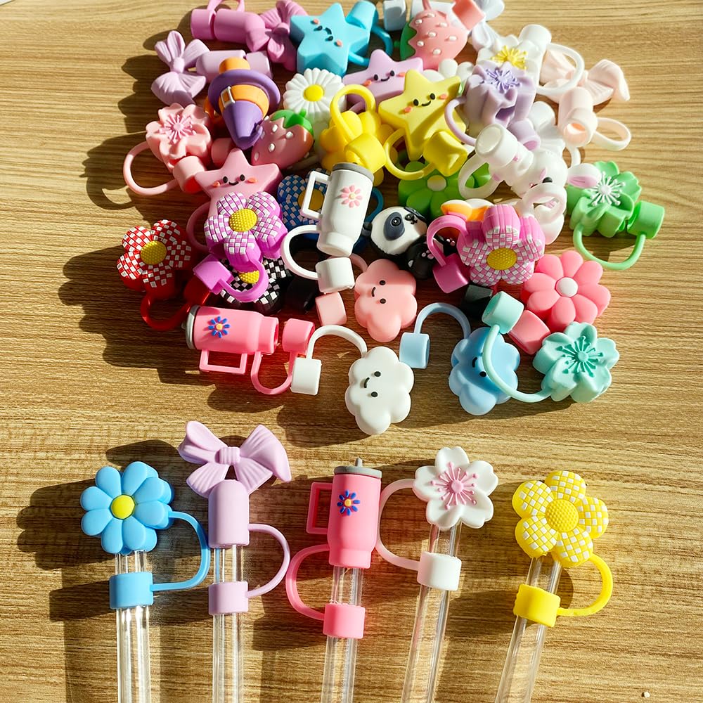 10,20,30,50Pcs Different Random Straw Covers Toppers,Reusable for Tumblers,10 mm Tumbler Cup Accessories