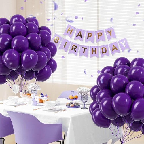 Dark Purple Balloons - 12 Inch Latex Party Balloons | 50 Pack for Weddings, Baby Showers & Celebrations
