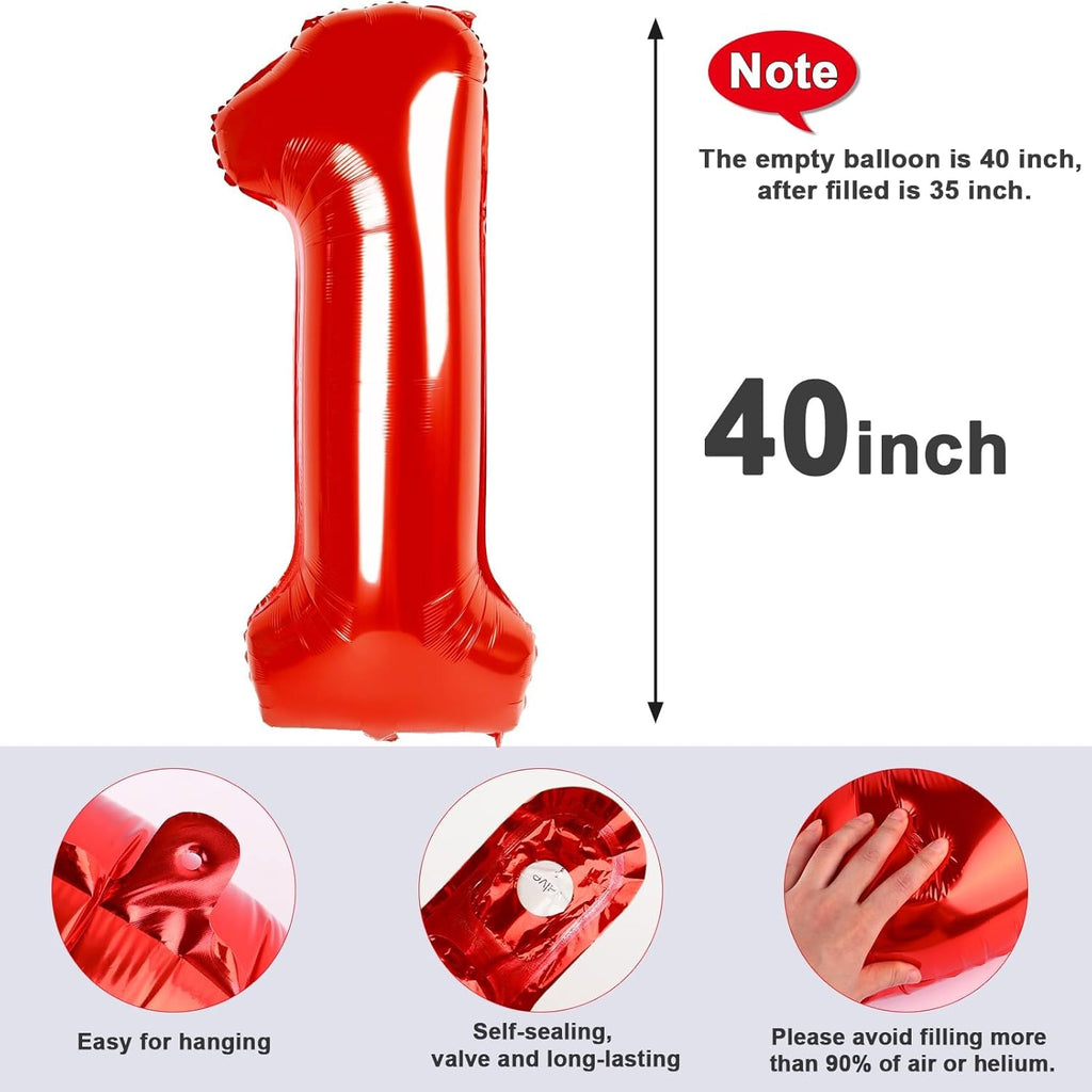 Number Balloon | 40-Inch Red Foil Balloon for 10th Birthday Celebrations & Special Events