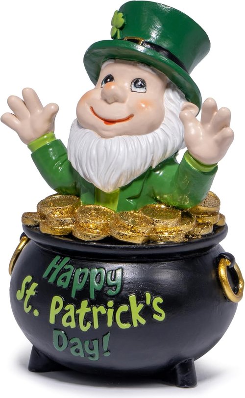 Hodao St. Patrick's Day Gnome Decoration - Handmade Green Elf Figurine for Home Table Decor