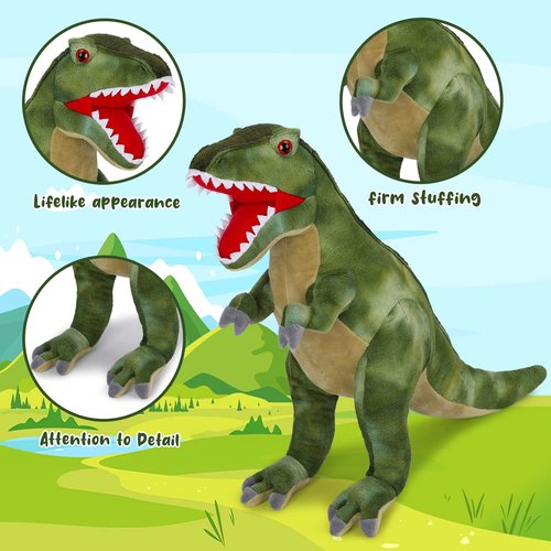 Tyrannosaurus Rex Plush Toy, 18" Dinosaur Stuffed Animal Throw Plushie Pillow Doll, Soft Blue Fluffy Friend Hugging Cushion - Present for Every Age & Occasion
