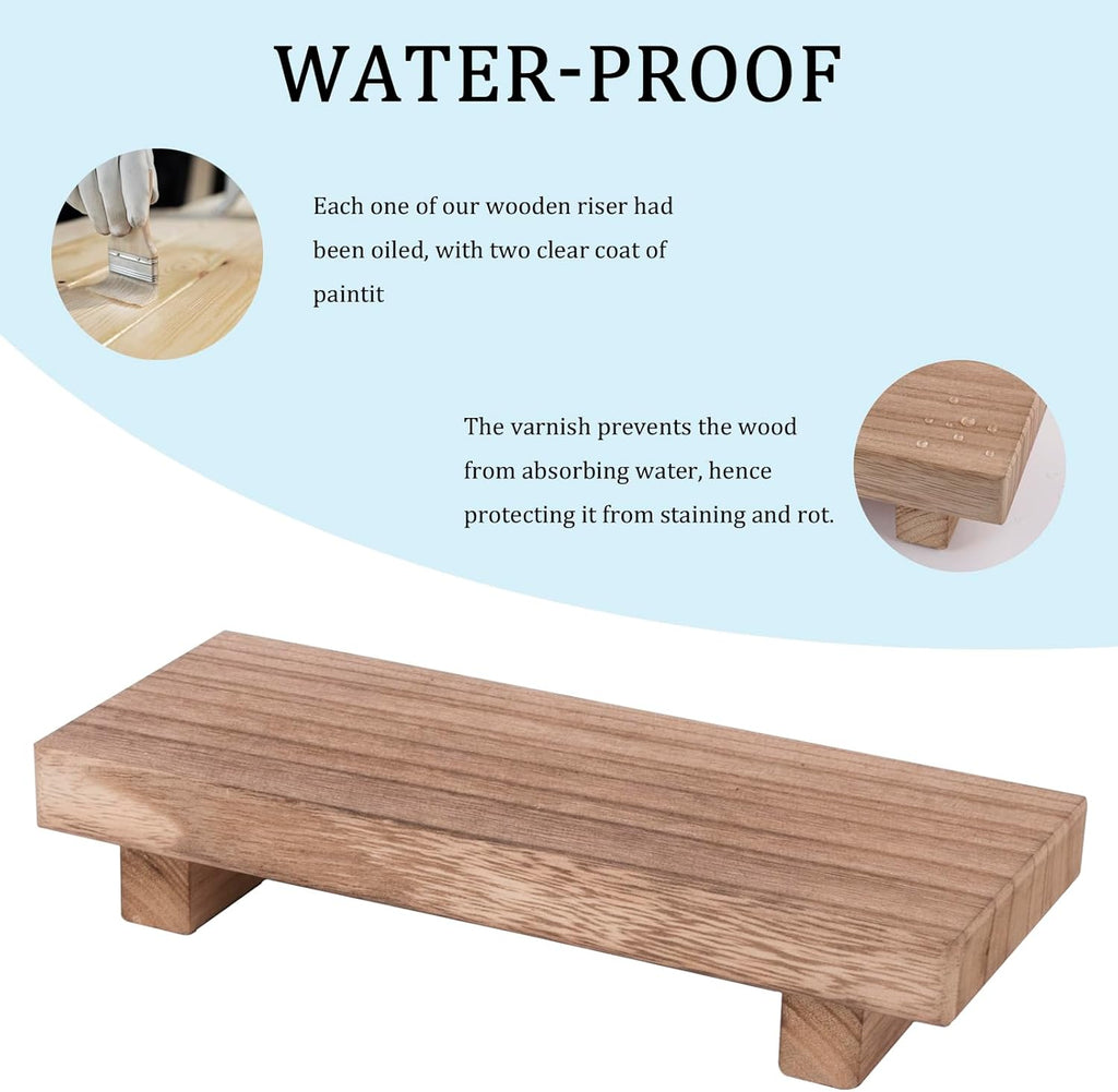 Zoocatia Small Wooden Tray Stand - Farmhouse Bathroom Decor & Kitchen Soap Dish Holder - Brown
