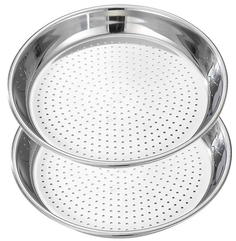 Steamer Plate, 2 Pcs 11.8 Inch Round Stainless Steel Steaming Net for Food Steaming (silver, M)