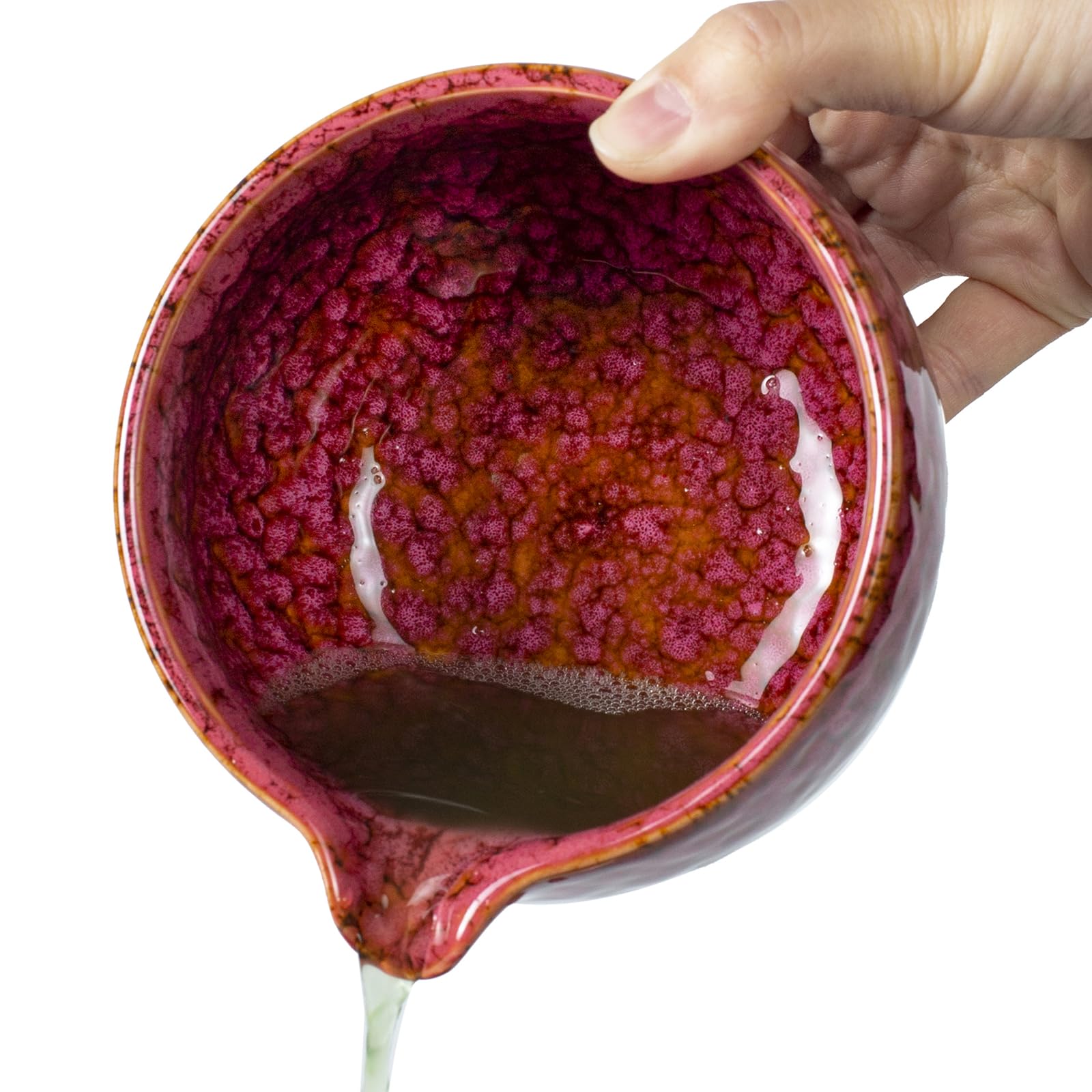 QDDTRAHCCLJZ Japanese ceramic matcha bowl. 20 ounce ceramic bowl. Matcha tea bowl. A gift for matcha enthusiasts (red)