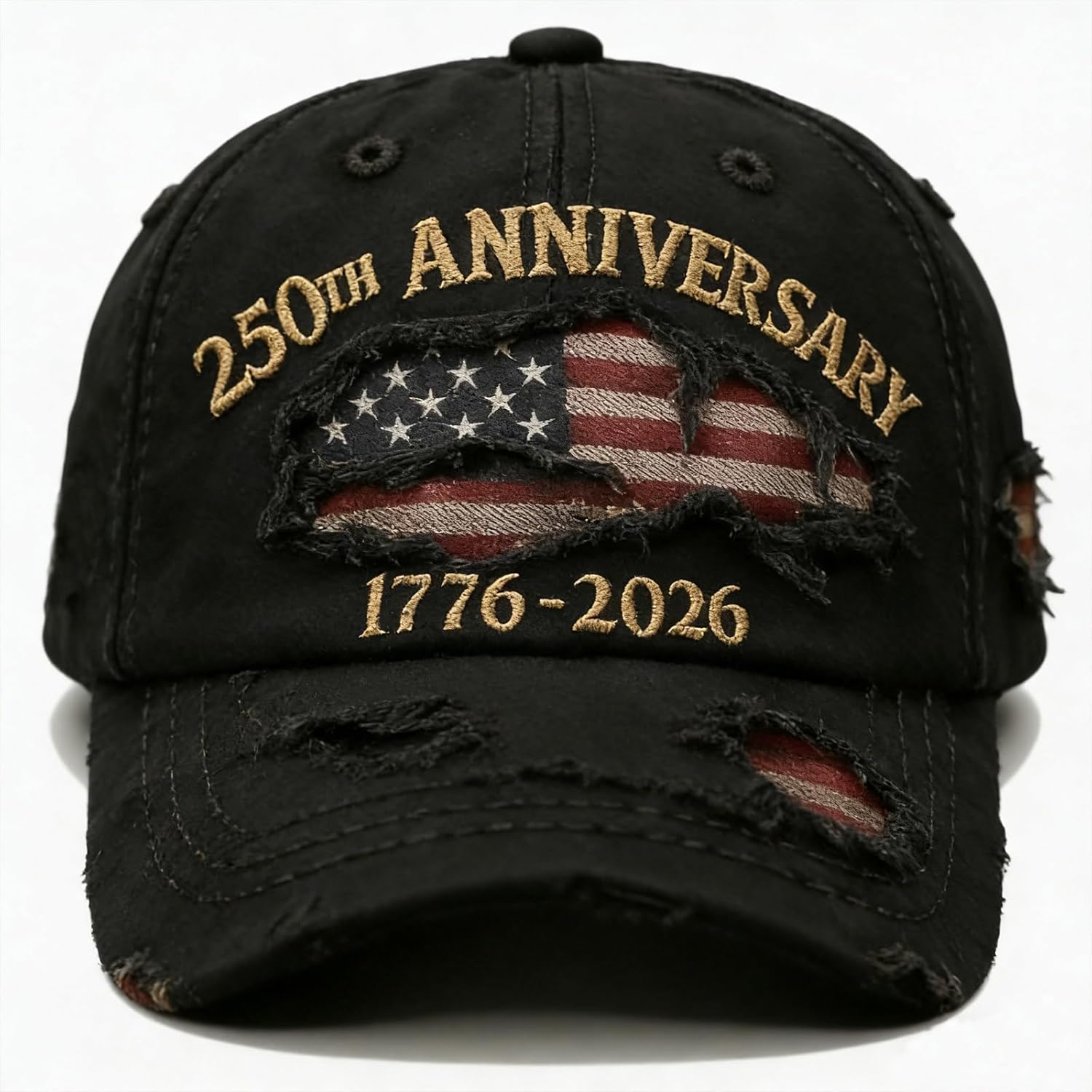 250 Anniversary USA Hat - Ripped Denim Baseball Cap for Men & Women | Celebrate 250 Years