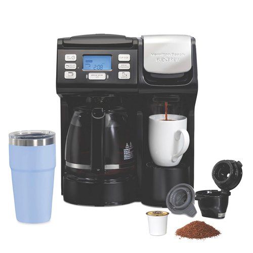 Hamilton Beach FlexBrew Coffee Maker - 2-Way Brewing with K-Cup Pods & Grounds, Black | Single Serve & 12-Cup Pot