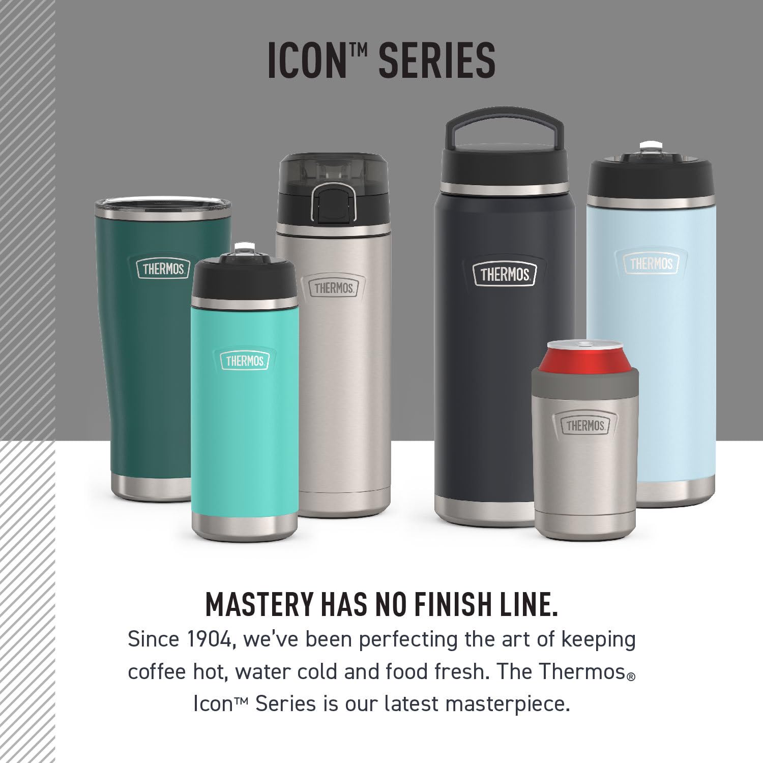 THERMOS ICON SERIES, Stainless Steel Tumbler with Slide Lock, 18 Ounce, Granite