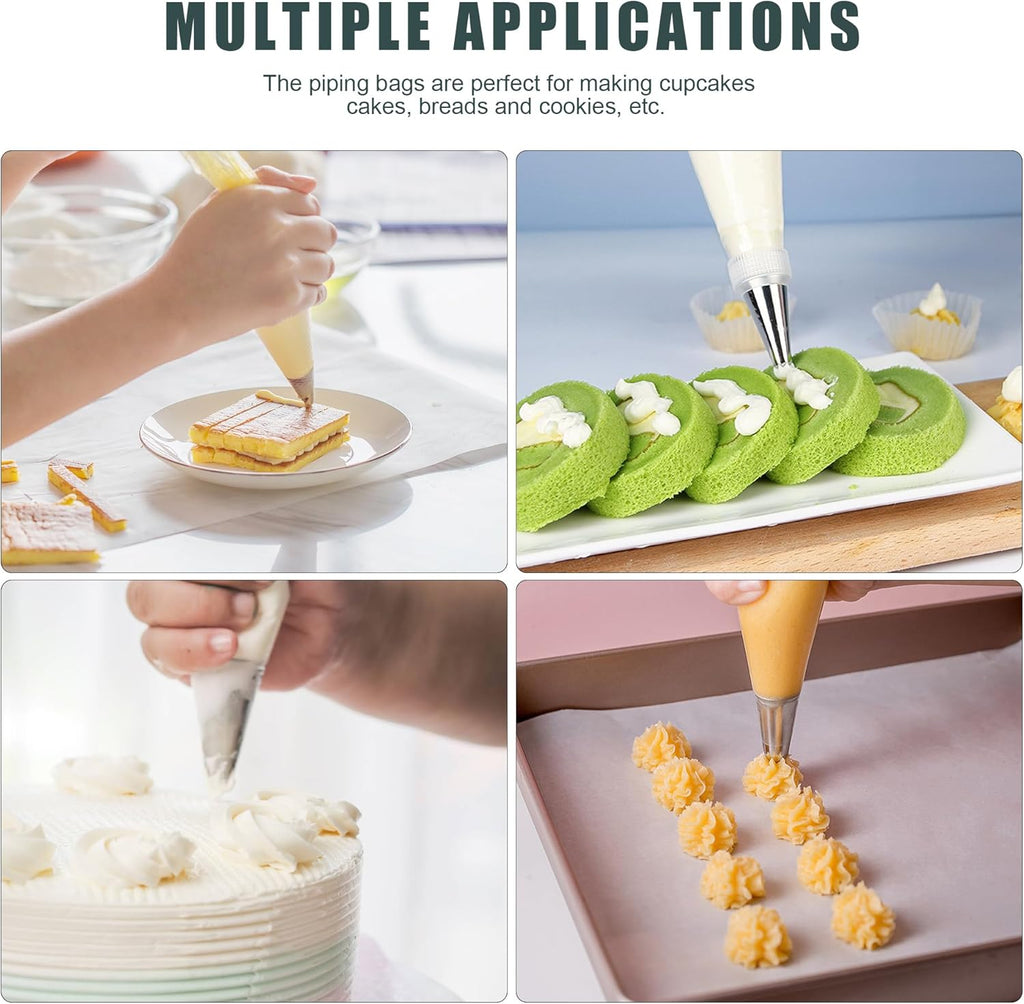 Skiennix Piping Bags and Tips Set - 100pcs 16 Inch Pastry Bags with 16 Tips, Scrapers & Couplers