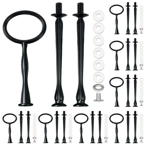 ROSE CREATE 8 Sets 15’’ 3-Tier Cake Tray Stand Handle, Multi-tier Metal Dessert Fruit Center Rod Heavy Duty Hardware Holder for Wedding Party Birthday Cupcake Platter Stand Fittings - Black Oval
