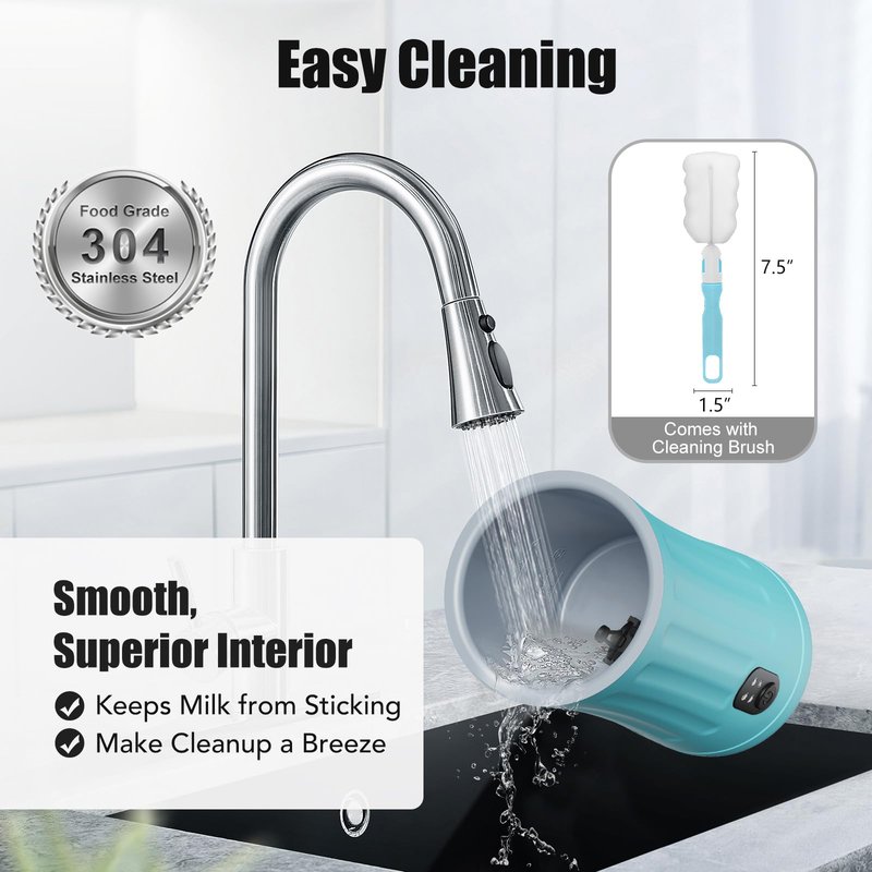 Ovetedot Milk Frother, Upgraded 4-in-1 Milk Frother and Steamer, Hot and Cold Foam Maker and Milk Warmer with Temperature Control & Auto Shut-Off, Frother for Coffee, Latte, Cappuccino, Matcha(Blue)