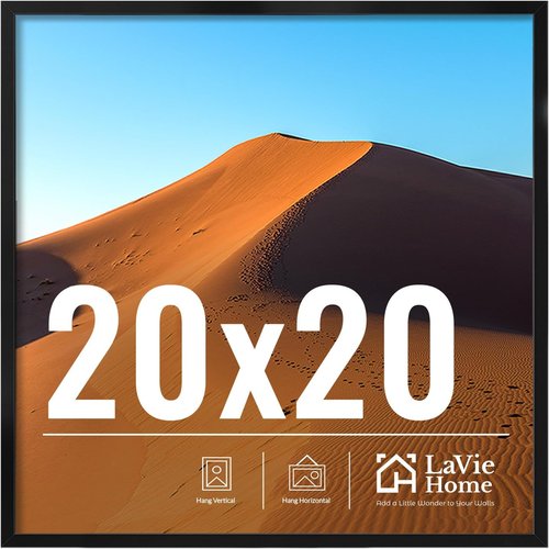 LaVie Home 20x20 Black Picture Frame - HD Plexiglass Wall Display Frame for Vertical/Horizontal Use