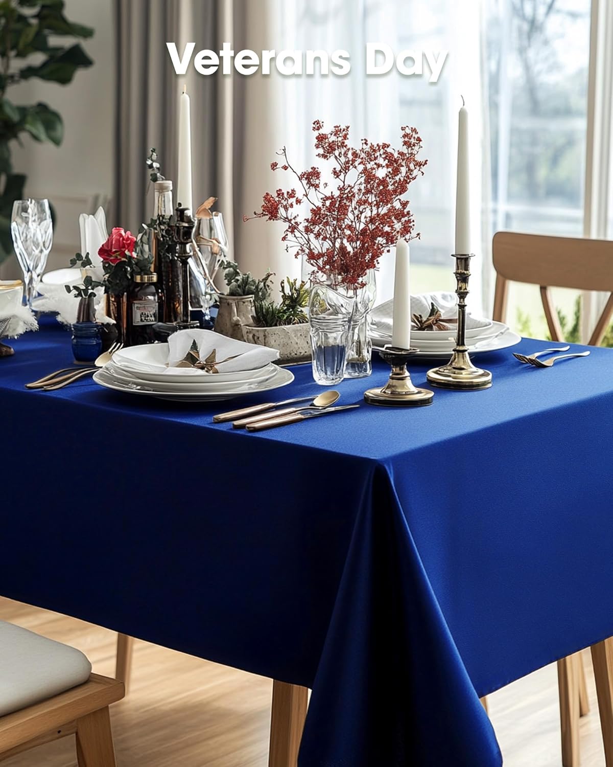 Pureegg Disposable Plastic Tablecloths - 54 x 108 Inch, Leakproof & Sturdy for Graduation Parties | Navy Blue, 8 Pack