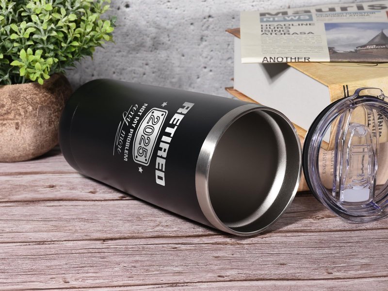 Triwol 2025 Retirement Gifts for Men and Women, Funny Retired 2025 Not My Problem Any More Tumbler Gift 20 oz Black, Retiring Present Ideas for Office Coworkers, Boss, Teacher, Doctor, Husband, Dad