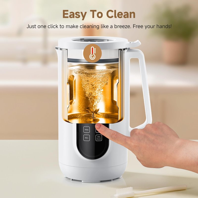 10 in 1 Nut Milk Maker, AMZCHEF 40oz Plant Milk Maker for Homemade Almond Milk, Soy Milk, Oatmeal, and Non-Dairy Beverages, BPA Free Almond Milk Maker with Delay Start, Keep Warm, Clean, Boiling