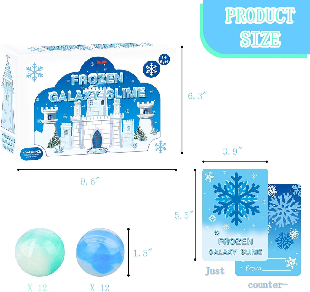 Skiennix Frozen Slime Party Favors - 24 Pack of Stretchy Snowflake Putty for Kids | Perfect for Valentine's Day & Easter Goodie Bags