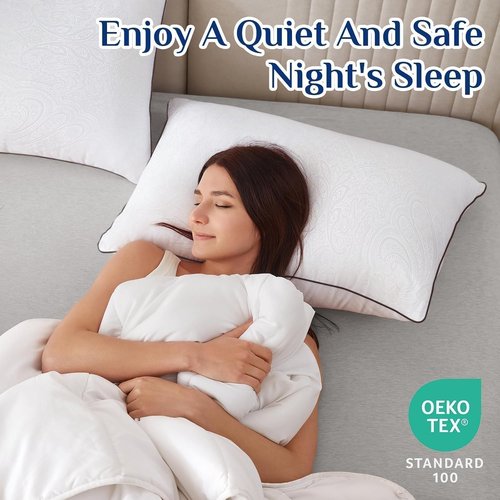JOLLYVOGUE Queen Size Pillows - Soft Supportive Down Alternative Set of 2 for Side & Back Sleepers