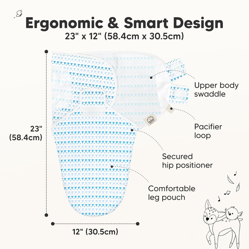 Organic Baby Swaddle Sleep Sacks by [Brand Name] - Soft & Snug for Newborns 0-3 Months | 3-Pack in Storm
