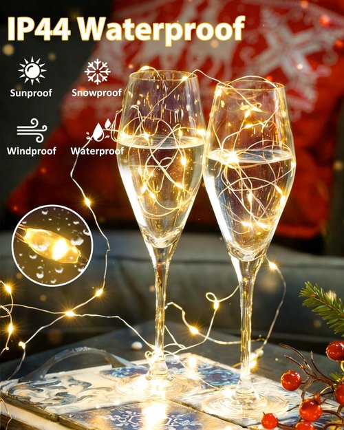 60 LED Fairy Lights - 20FT Waterproof Twinkle String Lights | Battery Operated with Timer for Indoor & Outdoor Decor