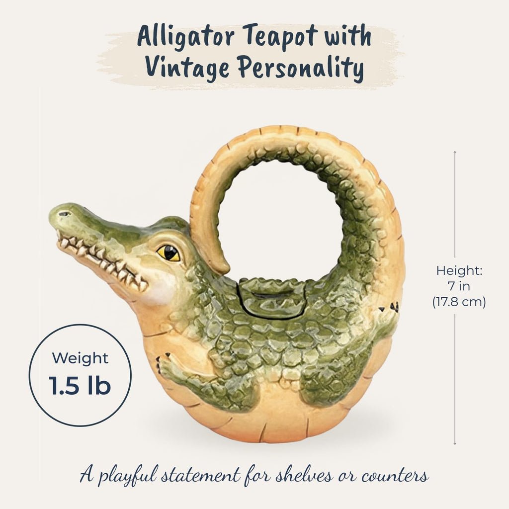 Blue Sky Ceramic Alligator Teapot