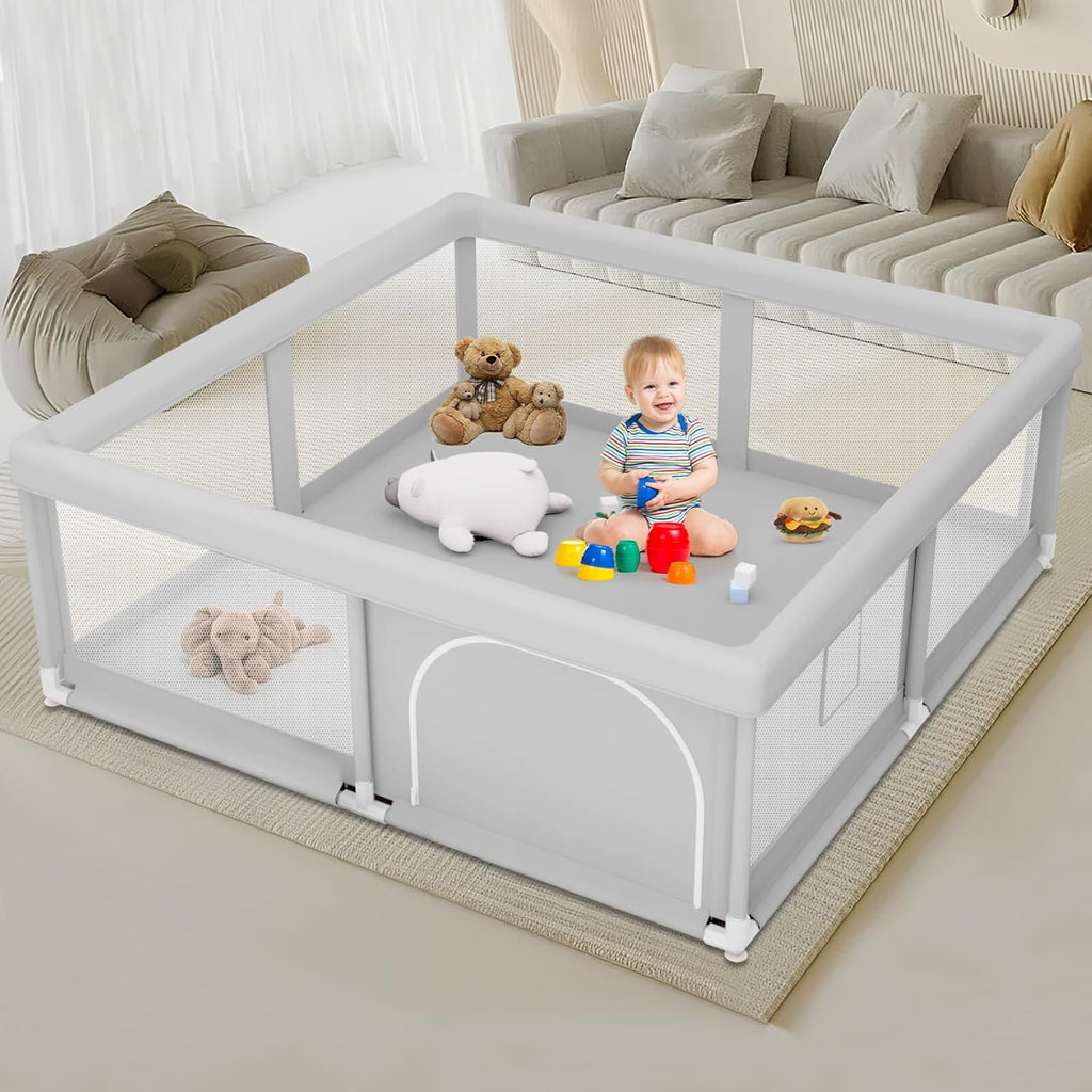 Regine Switzerland Baby Playpen - Sturdy 50 x 50 Inch Indoor & Outdoor Safety Play Yard with Soft Mesh