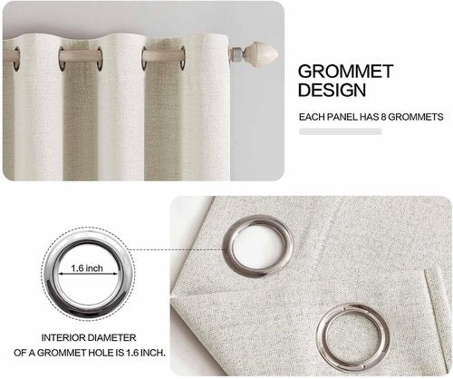 MIULEE Blackout Linen Texture Curtains - Thermal Insulated Room Darkening Drapes | Beige, 52x84 Inch (2 Panels)