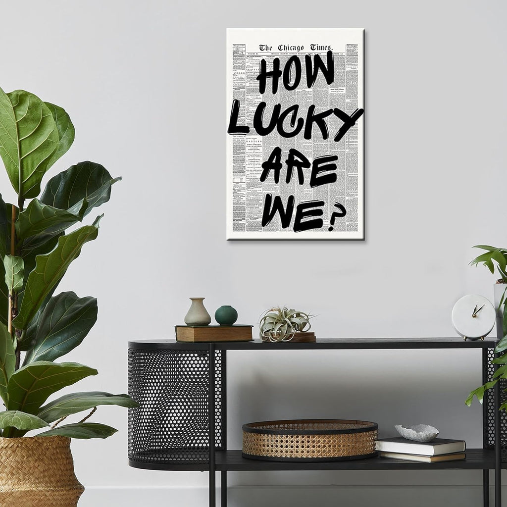 Skiennix Retro Black And White Newspaper Poster - Positive Affirming Quote Canvas Wall Art | 12x16in Unframed