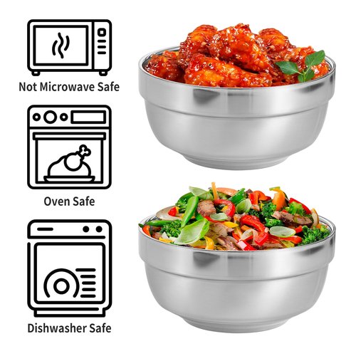 YLARMY 10 Pack 5 Inch Stainless Steel Insulated Bowls, 15 Oz Double-walled Soup Bowl Lightweight Salad Bowl for Snacks,Sauces,Rice, Noodle, Ice Cream