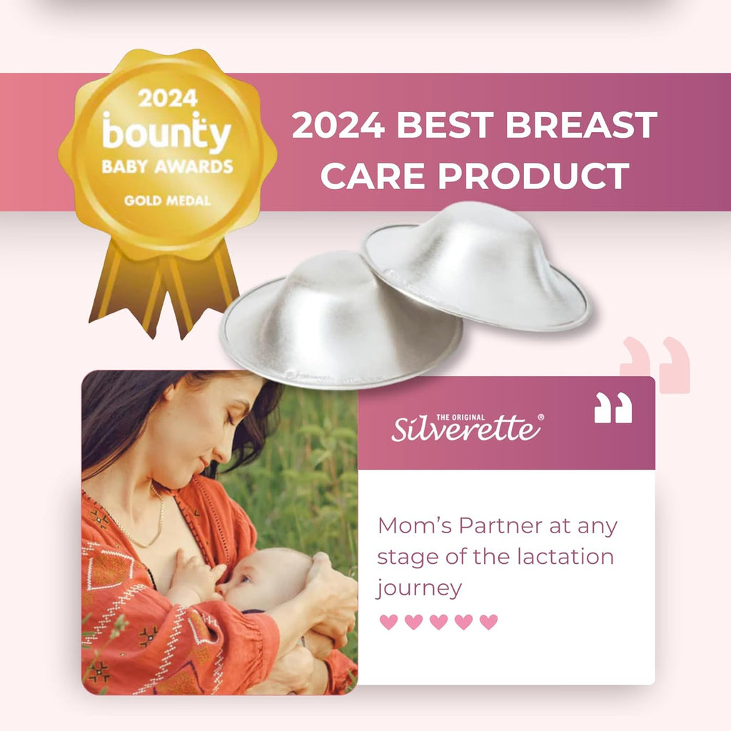 Silverette® Nursing Cups - Original Silver Nipple Covers for Breastfeeding Essentials | Regular Size 925 Silver