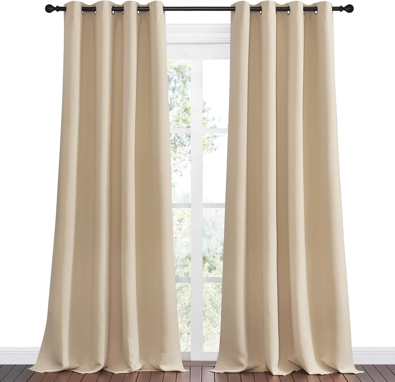 NICETOWN Room Darkening Curtains - Thermal Insulated Grommet Panels for Kids' Room | Biscotti Beige, 55" x 96" (1 Pair)