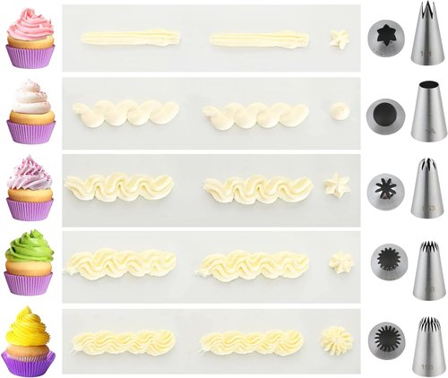 COKUMA Large Piping Tips Set - Stainless Steel Cake Decorating Tips for Frosting & Icing | 5PCS