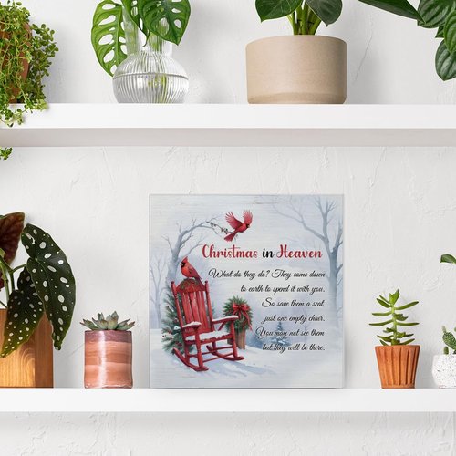 Cardinal Christmas Ornaments | Empty Chair Wooden Plaque - Sympathy Gift for Loss, 5 x 5 Inches