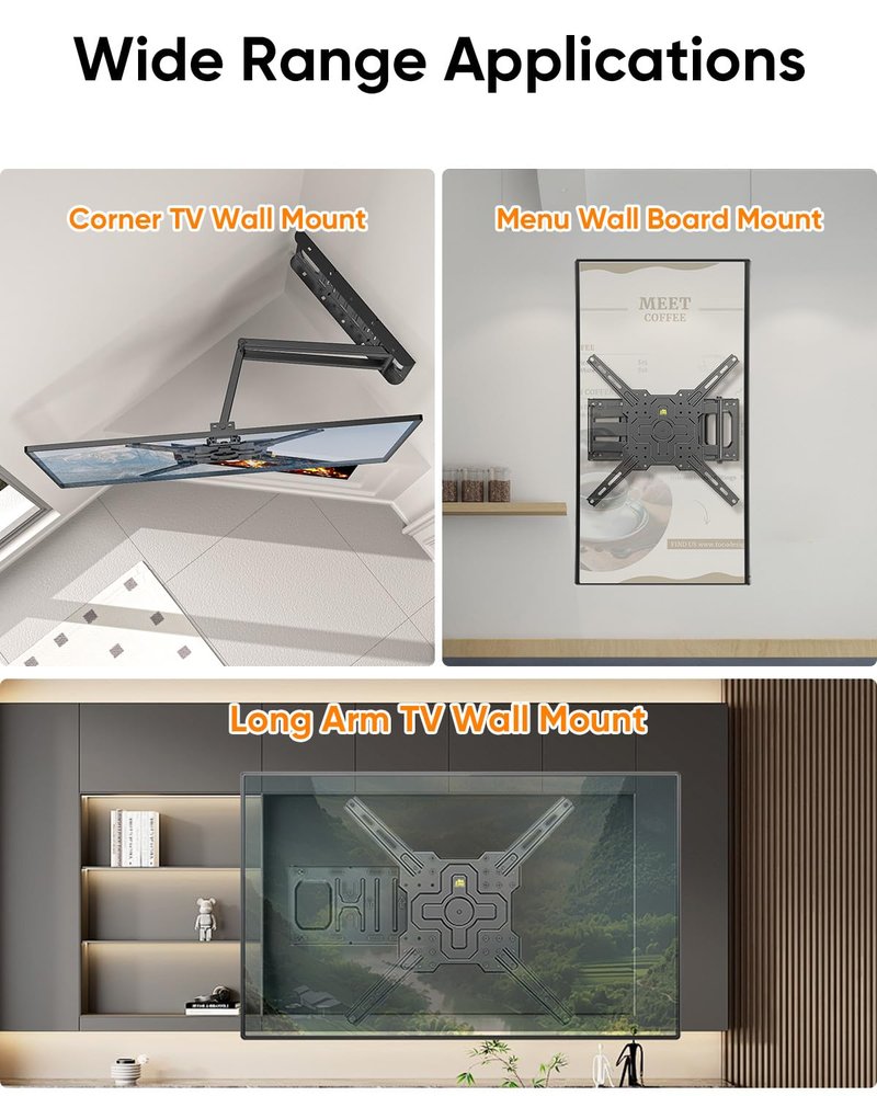FORGING MOUNT Corner TV Mount with 25.6" Long Arm,Portrait Vertical Full Motion TV Wall Mount Swivel Tilt Articulating Arm Wall Mount Bracket for 26-65“ Screens,Load 77lbs,VESA 400x400mm,Fit 16" Stud