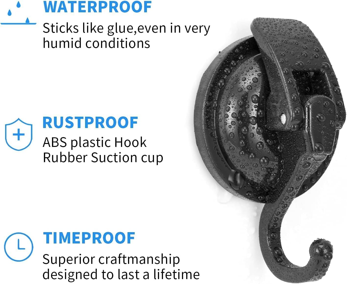 Skiennix Heavy Duty Vacuum Suction Cup Hooks - Easy Install Wreath Hanger for Kitchen & Bathroom (2, Black)
