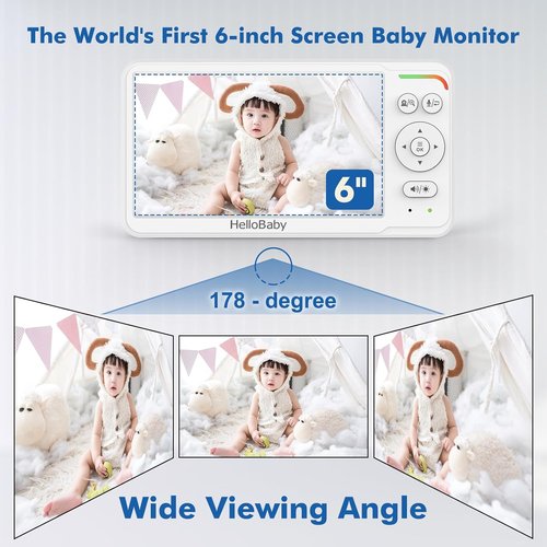 HelloBaby Baby Monitor - 6" IPS Screen, 30-Hour Battery, No WiFi, Night Vision, 1000ft Range | Ideal for Moms & Pets
