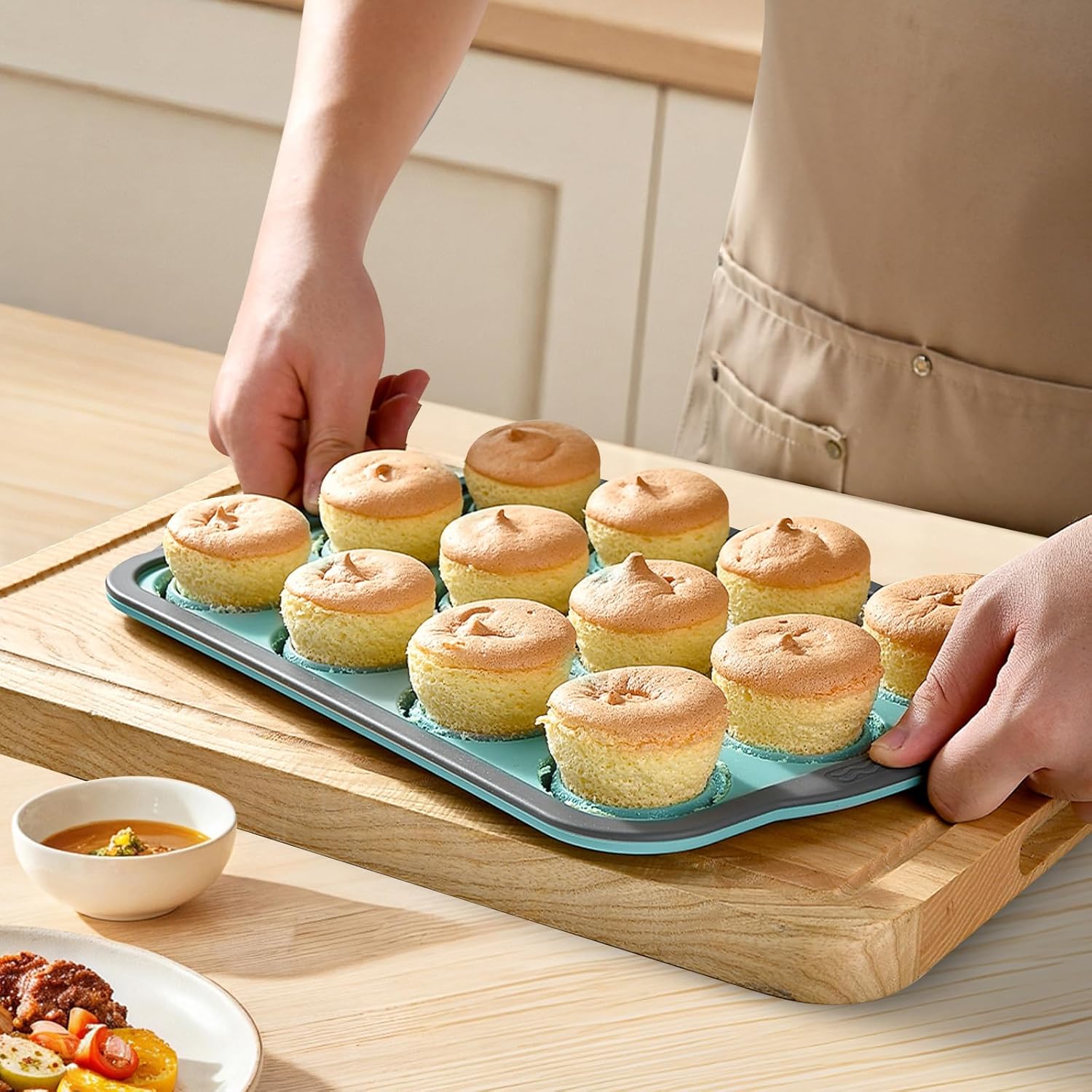Skiennix Silicone Muffin Pan - Nonstick 6-Cup Baking Molds with Metal Frame | BPA Free & Dishwasher Safe, Pink