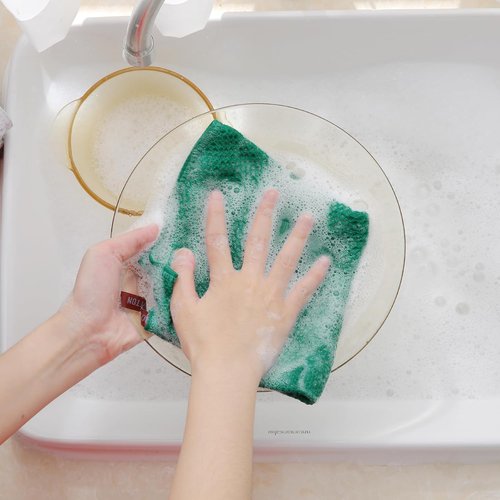 Homaxy Kitchen Dish Cloths - Ultra Soft 100% Cotton Waffle Weave, Quick Drying, 12x12 Inches, 8-Pack, Dark Green