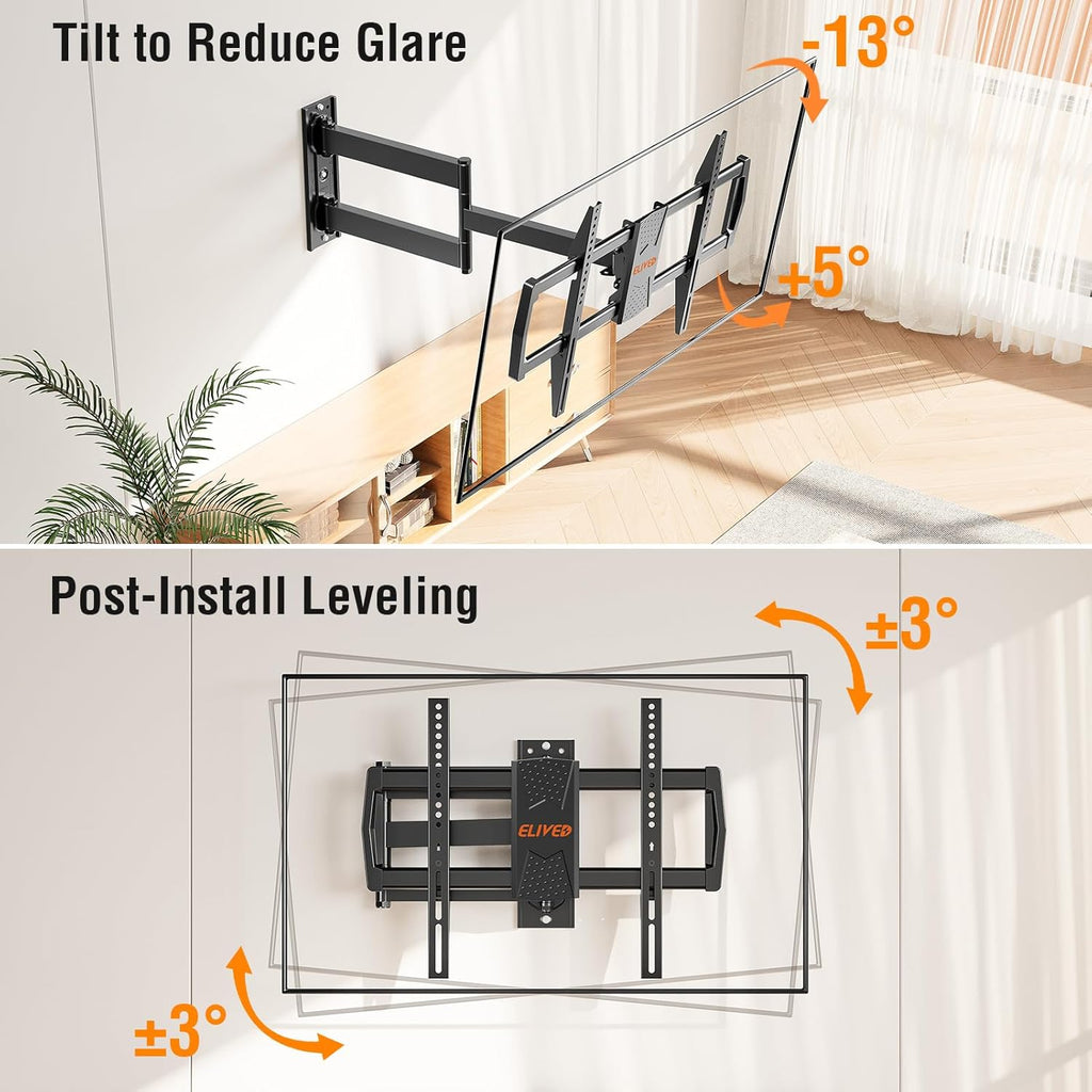 **ELIVED Long Arm TV Mount - Articulating Wall Bracket for 42-75 Inch TVs | 32" Extension, Swivel & Tilt**