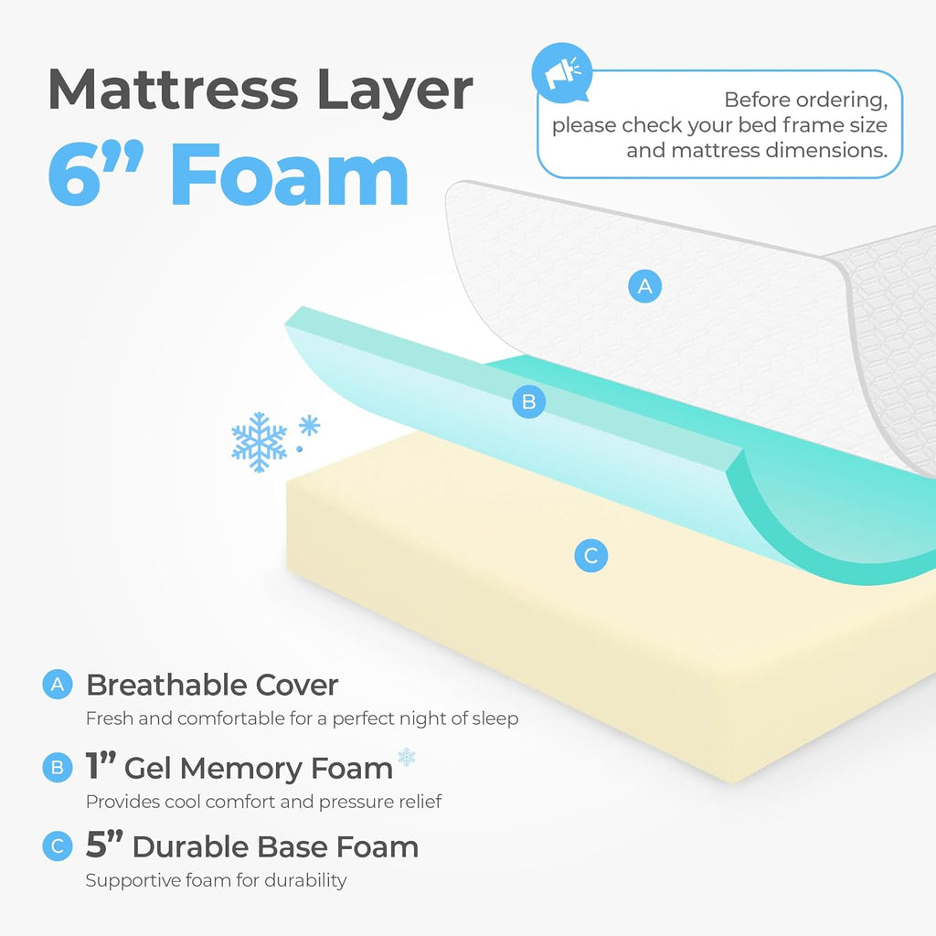 Neo Sleep Twin XL Cooling Memory Mattress - Pressure Relief & Medium Firm Comfort | CertiPUR-US Certified, 6 Inch