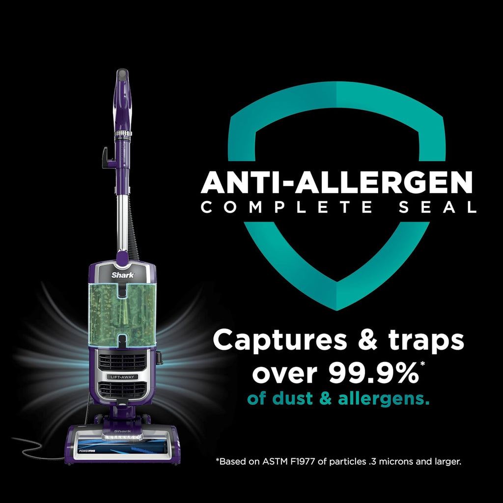 Shark Lift-Away Upright Vacuum - PowerFins & Self-Cleaning Brushroll | Anti-Allergen Technology, Eggplant
