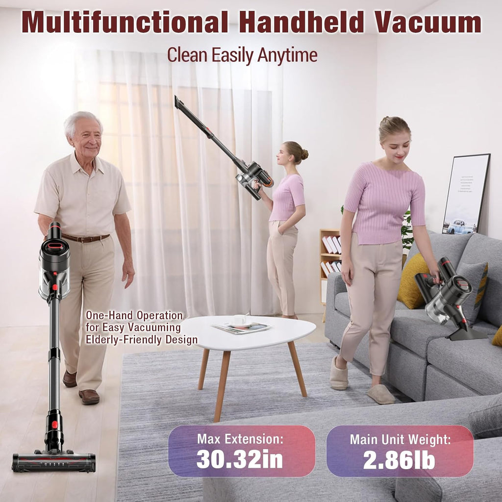 Skiennix Cordless Vacuum Cleaner - 450W Powerful Suction | 50 Minutes Runtime, Lightweight 8-in-1 for Pet Hair & Hard Floors