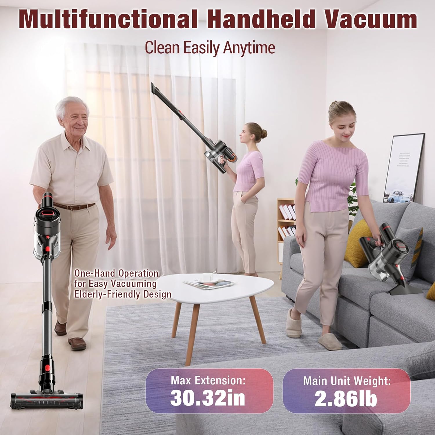 Skiennix Cordless Vacuum Cleaner - 450W Powerful Suction | 50 Minutes Runtime, Lightweight 8-in-1 for Pet Hair & Hard Floors