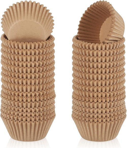 Caperci Mini Cupcake Liners - 500 Count Natural Greaseproof Baking Cups | No Smell, Perfect for Muffins