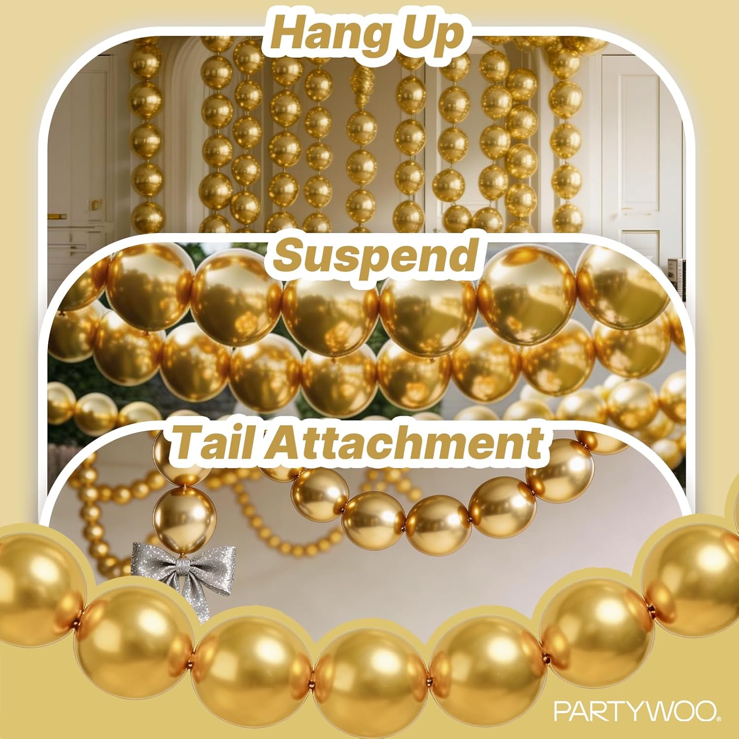 PartyWoo Metallic Gold Linking Balloons - 100pcs 6 Inch Gold Balloons for Celebrations & Events