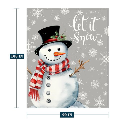 YeeJu Christmas Decorative Throw Blanket King Size Gray Snowman Blanket for Bed Soft Lightweight Fuzzy Plush Fleece Blankets and Throws Large Oversized Xmas Winter Holiday Grey Blanket 90x108