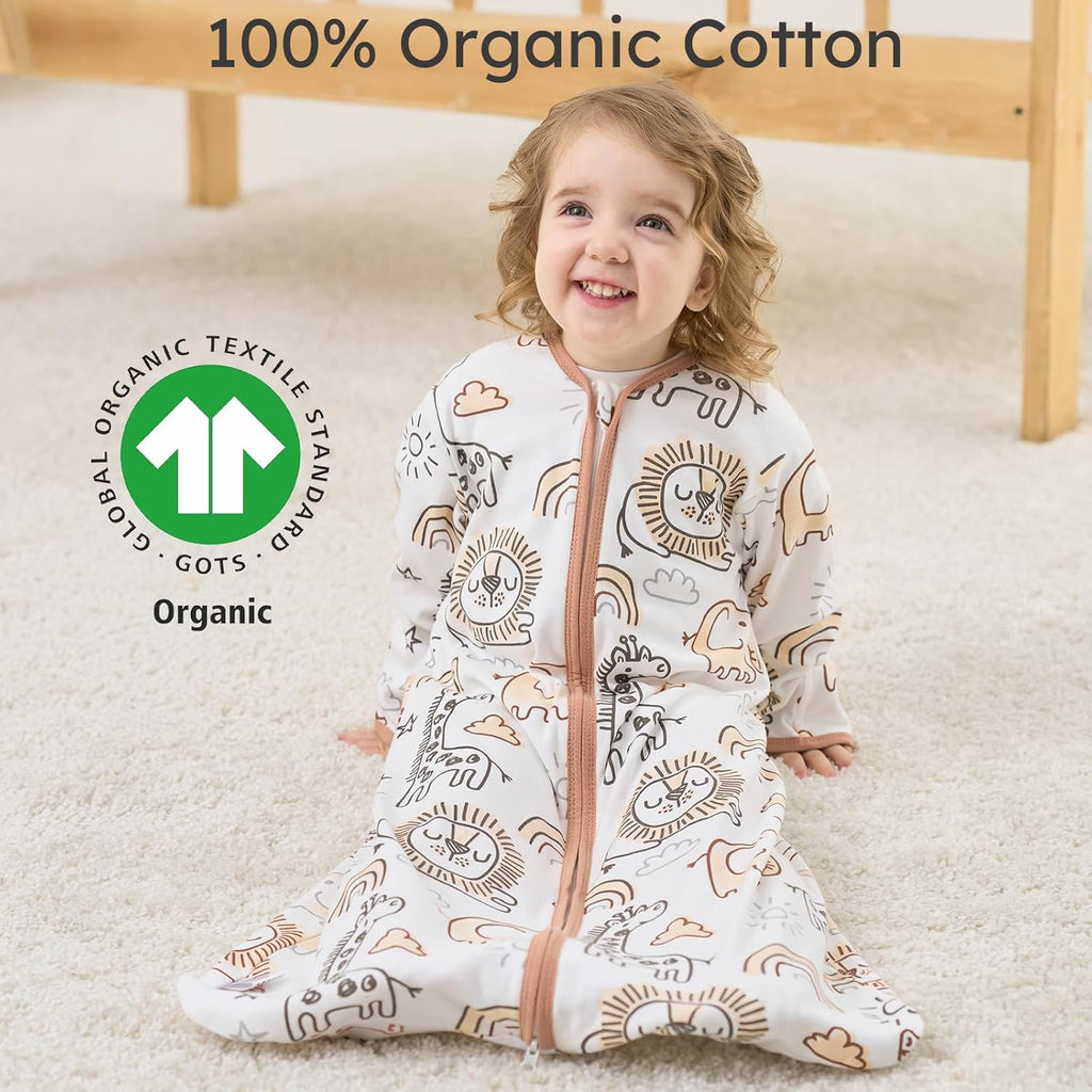 Yoofoss Baby Sleep Sack - 100% Cotton Long Sleeve Wearable Blanket for Infants 6-12 Months | Lightweight 0.5 Tog