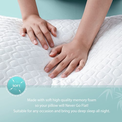 Rainmr Body Pillow Shredded Memory Foam & Cooling Double Case Cover Huggable Pillows 20x54 inches (White, 20x54in Body Pillow(Thicker Inner))