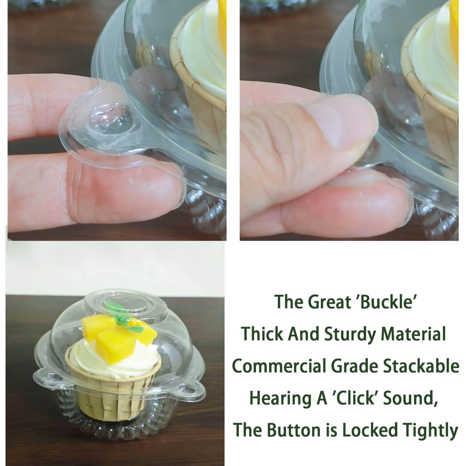 FUailiYY 100 Jumbo Muffin Containers, Clear Plastic Muffin Containers, Flip Design, Cartoon ShapeCupcake Containers（extra large）