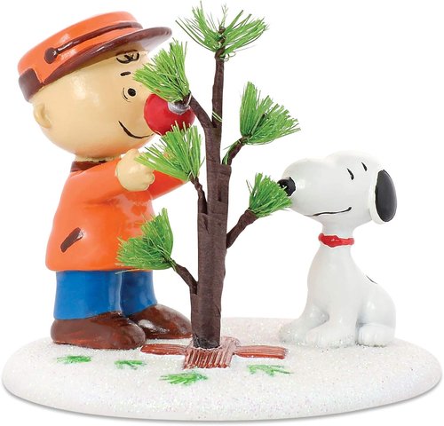 Department 56 Peanuts Charlie Brown & Snoopy Figurine - Hand-Crafted Perfect Tree, 2.76 Inch