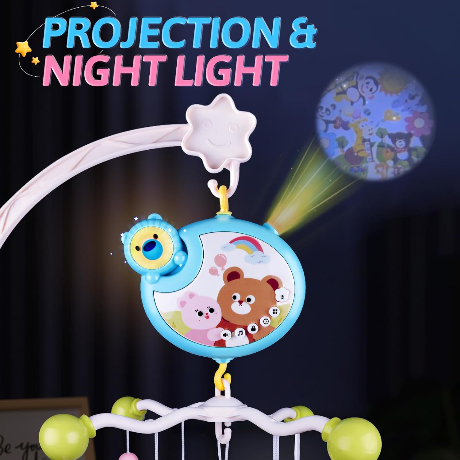 Skiennix Crib Mobile - Musical and Light-Up Nursery Toy for Boys and Girls | Portable Animal Design